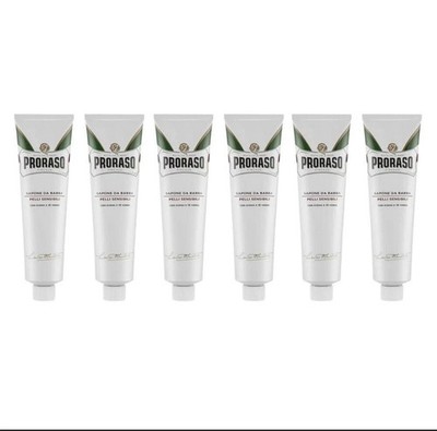 PRORASO White Shaving Cream Tube Oatmeal Extract Green Tea 5.2oz italy 6 Pack