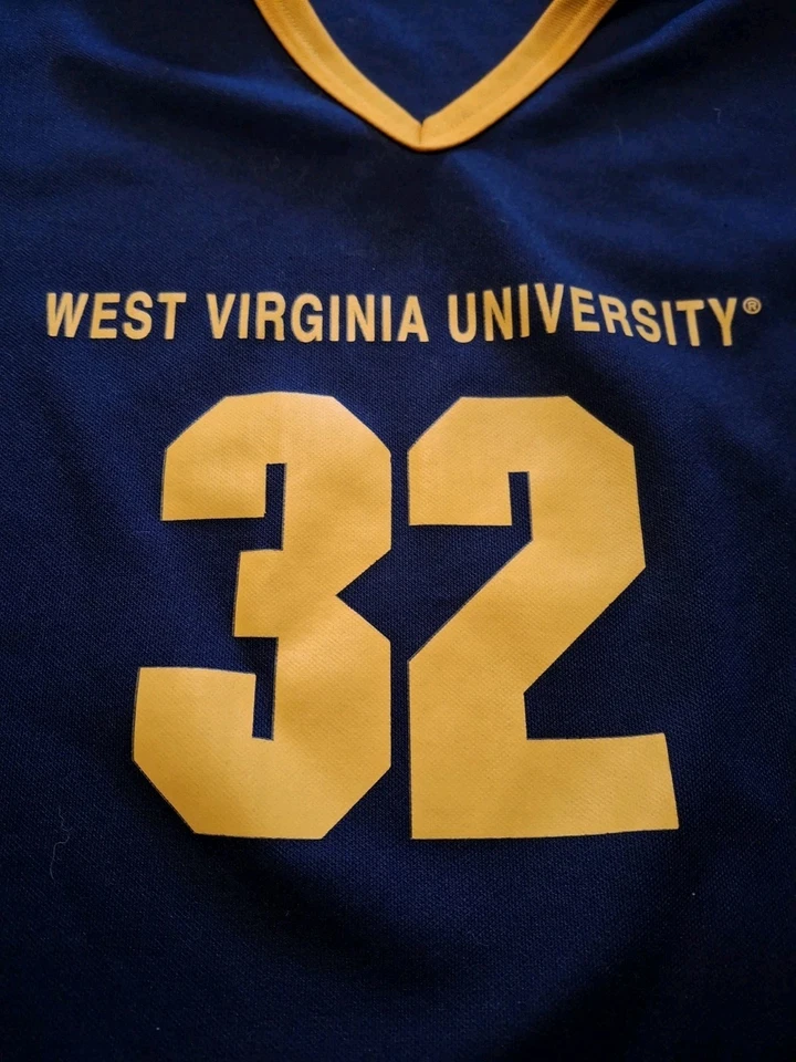 Camiseta deportiva juvenil West Virginia University/Franklin talla mediana azul con acento amarillo Foto 2 de 4
