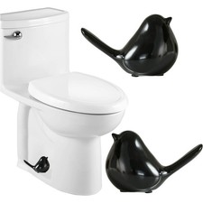 Ceramic Bird Toilet Bolt Covers Decorative Caps,Set of 2 Black