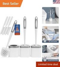 Toilet Brush, 3 Pack Toilet Brush and Holder Set Bathroom Accessories, Toilet...