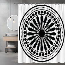 Black and White Floral Shower Curtain - Modern Design for Bathroom