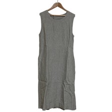 25SS MARGARET HOWELL YARN DYED LINEN Sleeveless Long Dress, 1, Gray Women USED