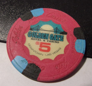 GOLDEN GATE HOTEL CASINO $5 hotel casino gaming poker chip Las Vegas NV