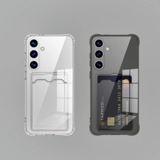 Transparent Card Slot Silicone Phone Case Compatible with Samsung S25 S24 S23 S2