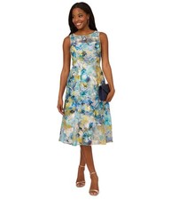 Adrianna Papell Womens Dloral Midi Dress, Multicoloured, 6