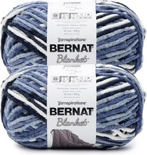 Bernat Blanket Big Ball Yarn 2/Pack-Faded Blues - 12 Pack