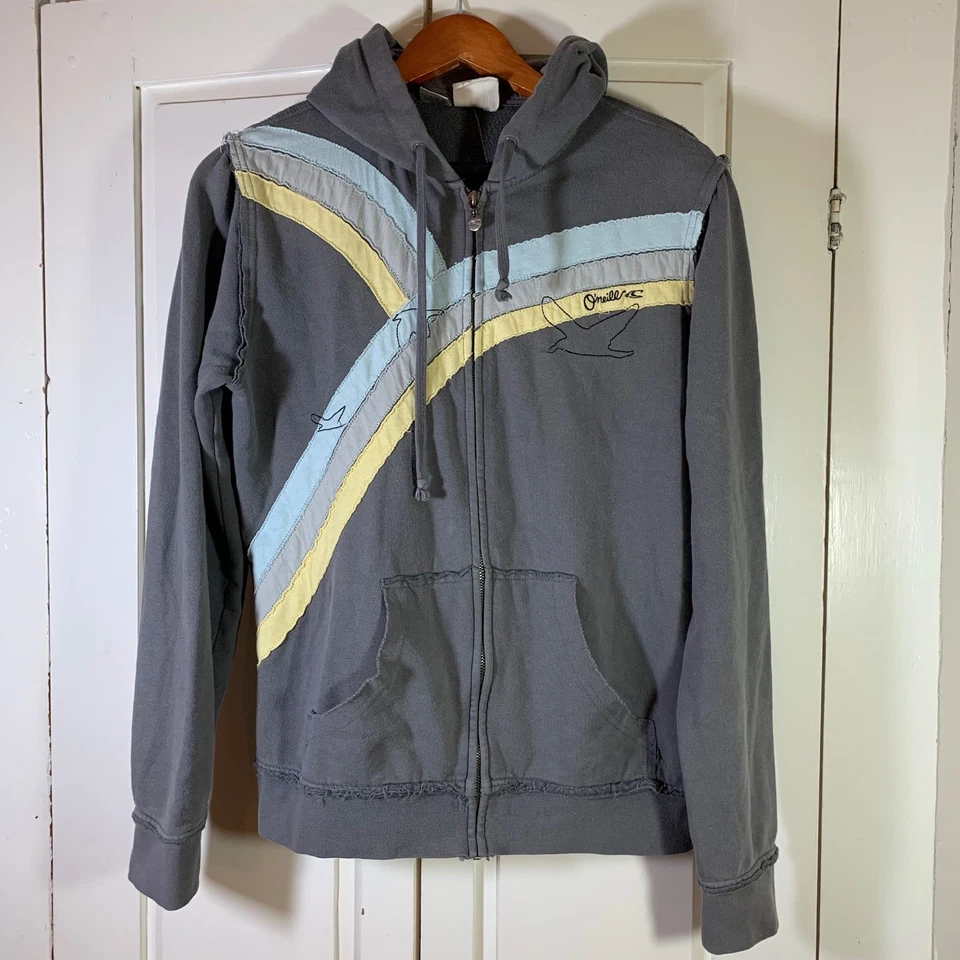 Sudadera con Capucha O'Neill Surf Cremallera Para Mujer XL Gris Sol Gráfico Bordado Costero Foto 2 de 4