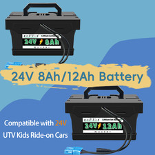 24V 12Ah Lithium ion Battery for Kids Power Wheels, Ride-On Toy Vehicles