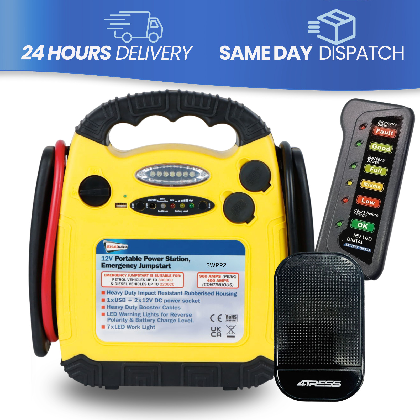 Jump Starter Power Pack Booster Batteria Auto Emergenza Resistente Jumpstart Pp2 - Miniatura 17
