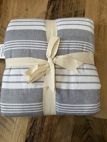 Lush Decor Boho Coastal Farmhouse Striped Kanta Pick Stitched Throw Gray Blanket - Picture 1 of 6