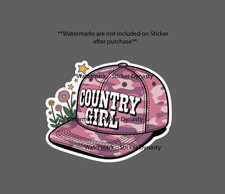 Country Girl Sticker Waterproof Decal Pink Camo Hat Floral Flower Gift New