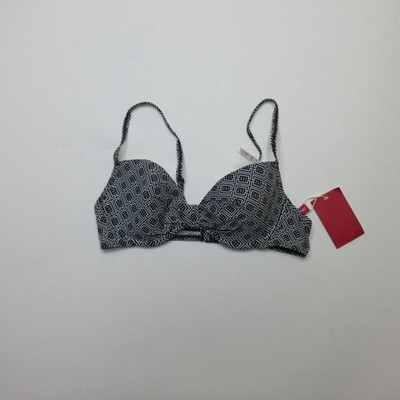 Esprit Womens Bikini Top UK 14 36B Black White Geometric Print Swimsuit New NWT