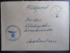 X4685 Umschlag FPNr. 43326 vom 14.7.43 an  WBK Saarlautern