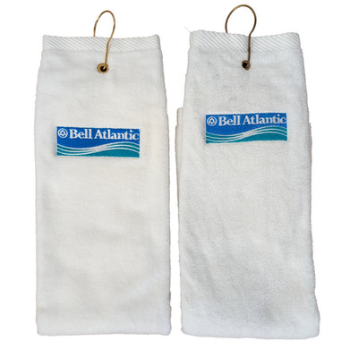 Pr Vtg BELL ATLANTIC Golf Towels, Turkish Cotton, Embroidered Logos, Brass Clips