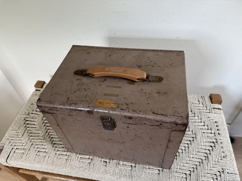 🍊Caja archivadora de papel industrial Oxford marrón vintage años 60 13" x 11" Foto 4 de 4