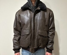 Vintage LL Bean Goatskin Flying Tiger Jacket Wool Lined Size L - Like New