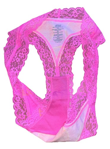 Aerie Womens Lace Trim Thong Panties Bubble Pink size Medium NEW - Picture 5 of 6