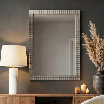 Miroir mural rectangulaire 90cm décoratif suspendu pour couloir ou salon moderne - Photo 1/4