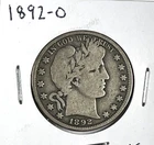 1892-O Barber Half Dollar : Very Good  VG