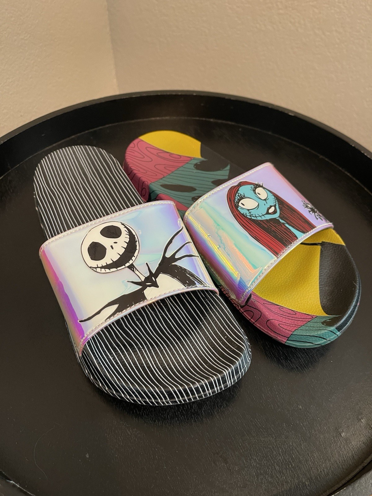 Disney's Nightmare Before Christmas Women's Slides Size 8 Jack & Sally Ground Up