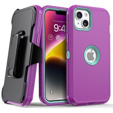 Purple For iPhone 14 14 Pro Max 14 Pro 14 Plus Rugged Case Cover With Belt Clip