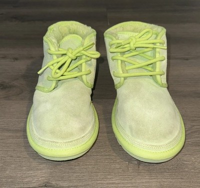 Ugg Boots Neumel Sheepskin Lined Ankle Green Suede Lace Up Booties Mens 9 W 10