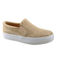 Zapatillas planas acolchadas de espuma de rafia natural sin cordones para mujer