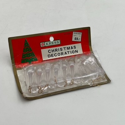 VTG MCM Christmas Decor Kress New In Package Clear Drop Ice Ball Crystals 1.25''