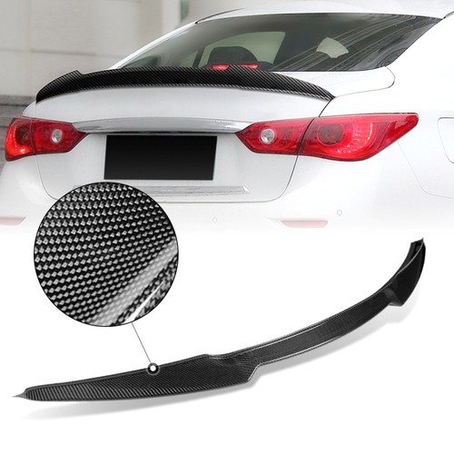 Black Carbon Fiber Rear Trunk Lid Spoiler V Style For 14+ Infiniti Q50 Sedan V37 - Picture 6 of 6