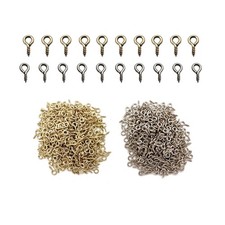800 Pcs Small Screw Eye Pins 4 x 8mm Eyelet Hooks for Jewelry Marking Silver ...