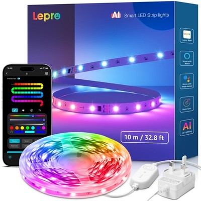 S1 AI Smart LED Strip Lights 10M RGB+IC, funktioniert mit Alexa & Google