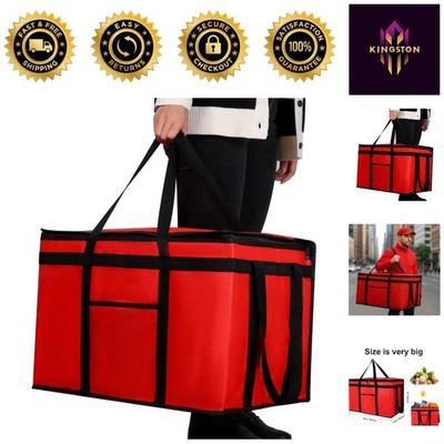 Durable XXXL Red Insulated Bag - Ideal for Food Delivery and Grocery Shopping