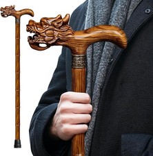 Dragon Cane, Handmade 3D Carved Wooden Walking Cane for Men Women