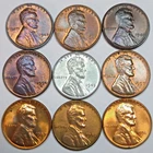 9 Lincoln Wheat Cents Uncirculated/Toned All Different Dates! (Lot#4)