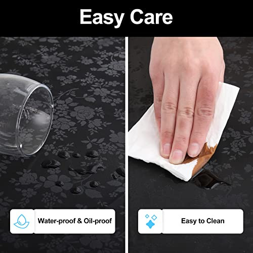 Rectangle Table Cloth, Waterproof Heavy Duty Vinyl 60x84 Inch Black - Picture 4 of 6