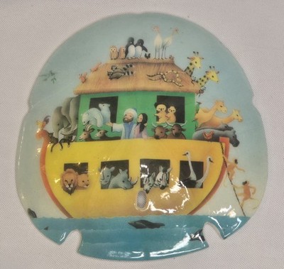 Rare Sand Dollar With Applied Noah's Ark And Animals Decorative 5  Beautiful