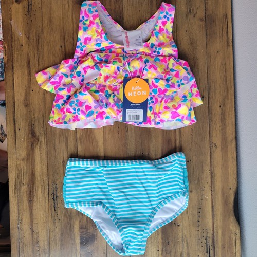 NWT RuffleButts Girls Size 6 Vibrant Neon Flounce Bikini 2-Piece Swimsuit - Picture 3 of 5