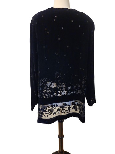 Bridgetown Collection Black Velvet Button Down Tunic Womens 2X Whimsigoth Beaded - Picture 4 of 10