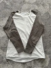 BYLT Men’s Medium Drop Cut Long Sleeve Shirt Bone Olive Cream Lux