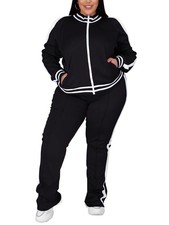 Plus Size Jogging Suit Sets for Women 2 Piece Sweatsuit Long Sleeve Jacket  ...