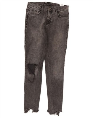ZARA Damen Distressed Skinny Jeans EU 36 XS W26 L27 Grau Baumwolle DP19