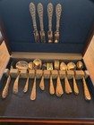 Stieff Rose Sterling Silver Kirk Repousse Flatware Set 32 Pieces in box