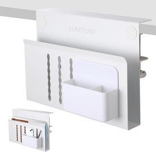 Desk Side Storage, Steel Side Desk Organizer, No Drill Laptop Holder, Clamp on L