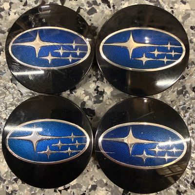 #ad Subaru Black amp; Blue In Acrylic OEM Center Caps 2.25quot; 57mm 28821VA000 Set 4* $35.00