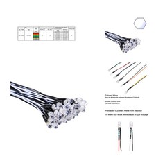 30pcs 12 Volt 5mm White LED Lights Emitting Diodes Pre Wired 7.9 inch DC 12v ...