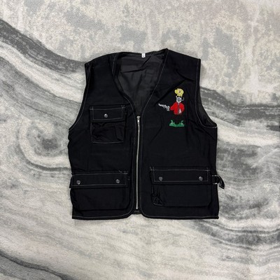 Vintage Crime Explore 24-7 Cartoon Bandit 90er Gr. XL schwarz Utility Feldweste Weste