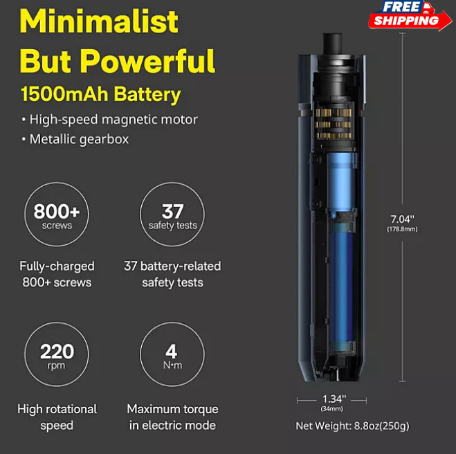 HOTO 3.6V Electric Screwdriver Tool Kit Rechargeable Magnetic Case Lid 3 Torque