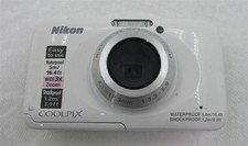 Nikon Coolpix S31 Digital Camera, White For Parts Only, Lens Error 