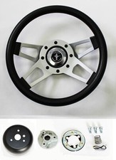 1970-1977 Mustang 13 12 Black Grip 4 Spoke Satin Steering Wheel Mustang Cap