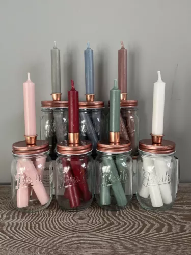Mason Jar Taper Candle Holder with 5 candles